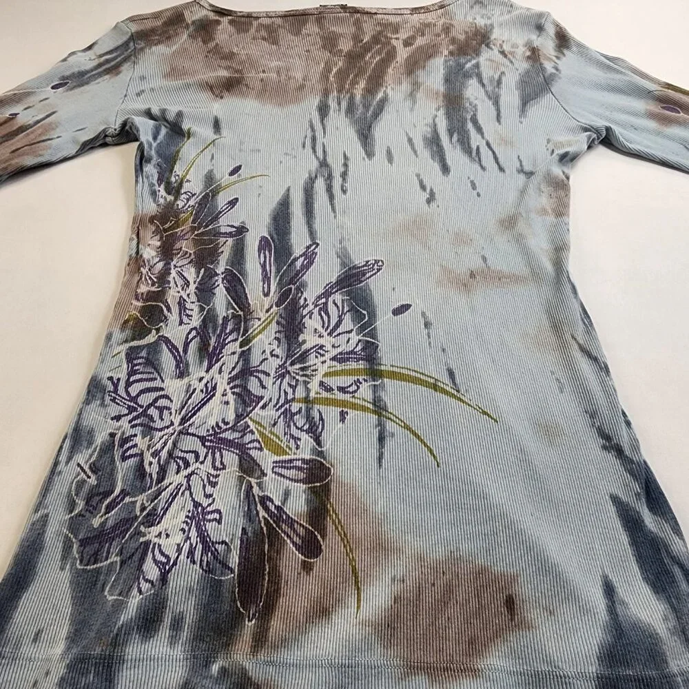 VTG Y2K Sledge USA Large L Thermal Graphic Shirt Cyber Fleur 3D Affliction Style - Picture 6 of 10